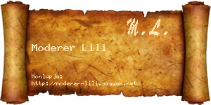 Moderer Lili névjegykártya